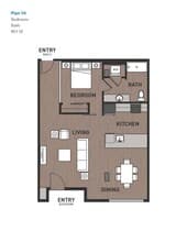 1 Bedroom Plan 1H 110 floor plan