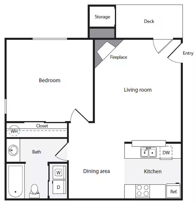 1BD/1BA 02-E203 floor plan