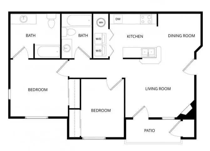 Small 2 Bedroom G104 floor plan