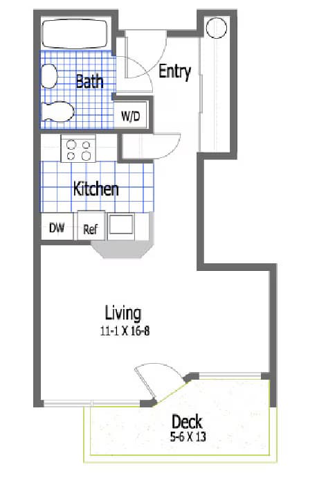 Remodeled Studio 406 floor plan