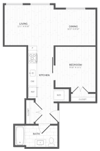 1 Bed - 1 Bath 627 floor plan