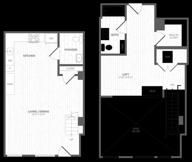 1 Bed - 1.5 Bath 136 floor plan