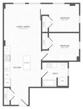 2 Bed - 1 Bath 400 floor plan