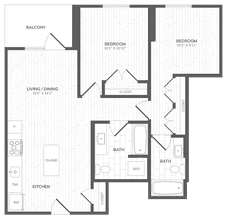 2 Bed - 2 Bath 408 floor plan