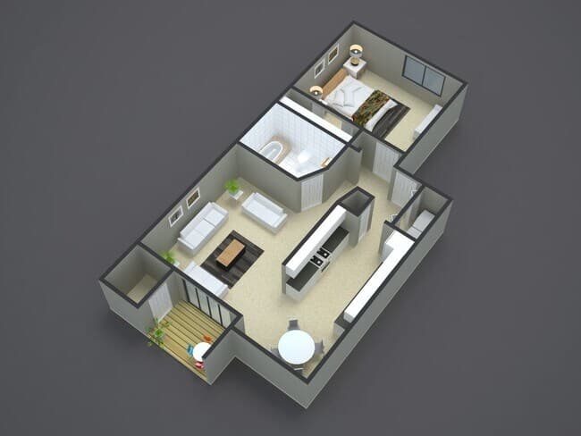 Parkhurst 1 Bedroom 1 Bath Flat 4765-201 floor plan