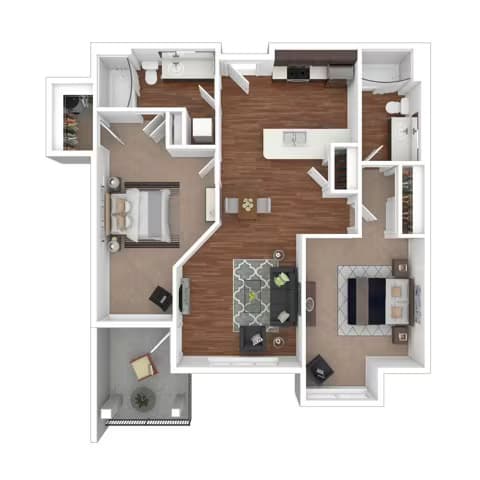 Urban Medium Two Bedroom Two Bath 6955-214 floor plan