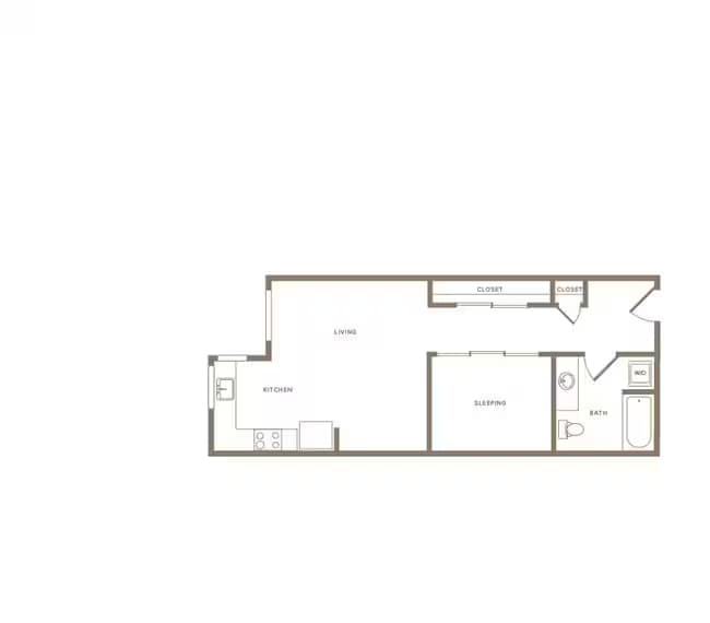A1 Open 1x1 216 floor plan