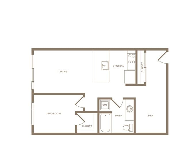 A9 1x1 with Den 623 floor plan
