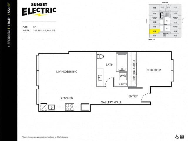 1x1 B 705 floor plan