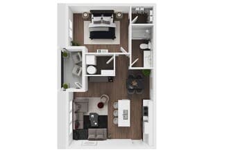 One Bedroom One Bath 105 floor plan