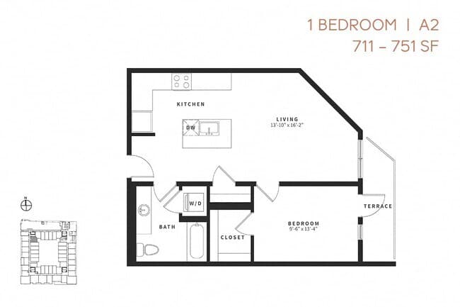 One Bedroom A20a LUC 348 floor plan