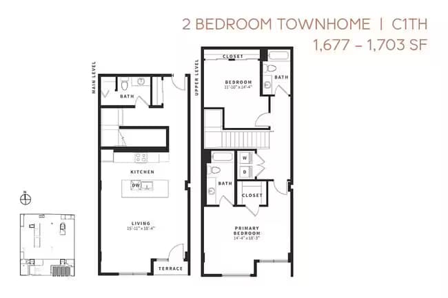 Two Bedroom Townhome C1th TH3 floor plan