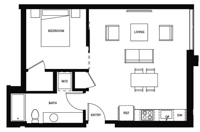 Urban 1 Bedroom U4 501 floor plan