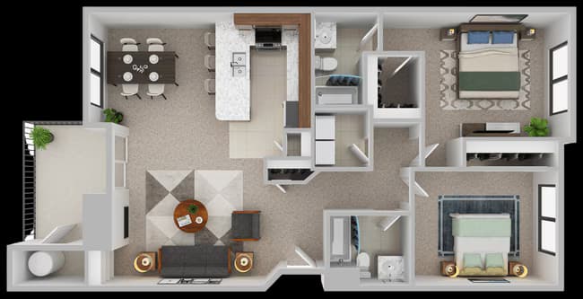 Solstice - 2x2 J305 floor plan