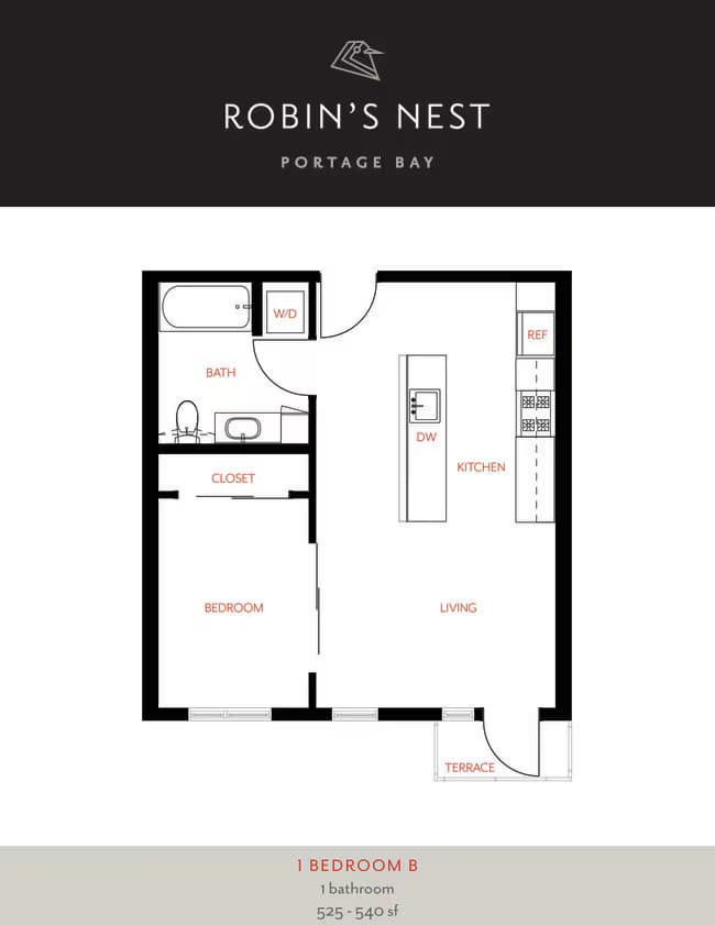 1 Bedroom B B16 floor plan