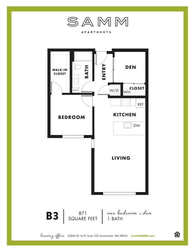 1 Bedroom 1 Bath with Den 209 floor plan