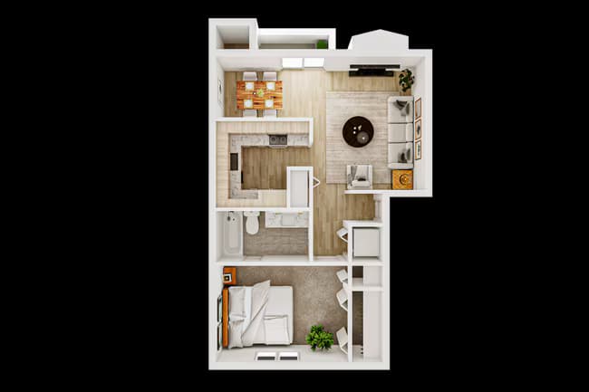 1X1 Renovated 6519-02 floor plan
