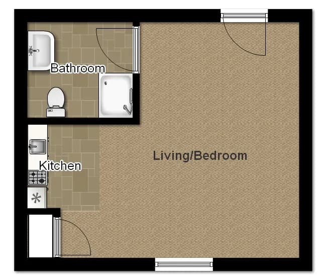 0 BDRM 1 BA EX3 floor plan