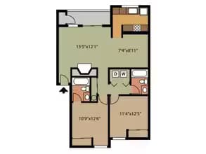 2 Bedroom 2 Bath N102 floor plan