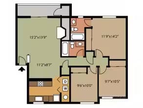 3 Bedroom 2 Bathroom G203 floor plan