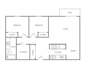B1/ Two Bedroom / One Bath Renovated E112 floor plan