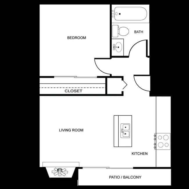 Regular 1 Bed H 301 floor plan
