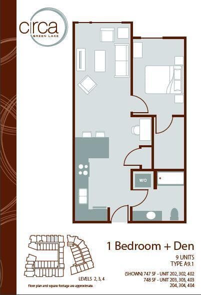 1 Bed 1 Bath + Den - A9.1 0156 floor plan