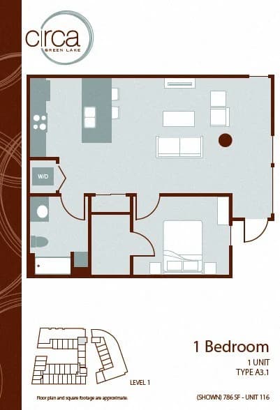 1 Bedroom 1 Bath - A3.1 0116 floor plan