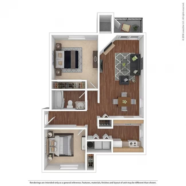 Two Bed One Bath O-1056 floor plan