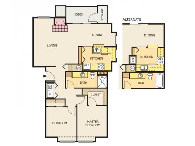 2 Bed 1 Bath Glacier C-104 floor plan