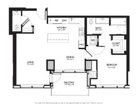 1 Bed 1.5 Bath 1721 floor plan