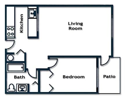 1 Bedroom 1 Bath B050 floor plan