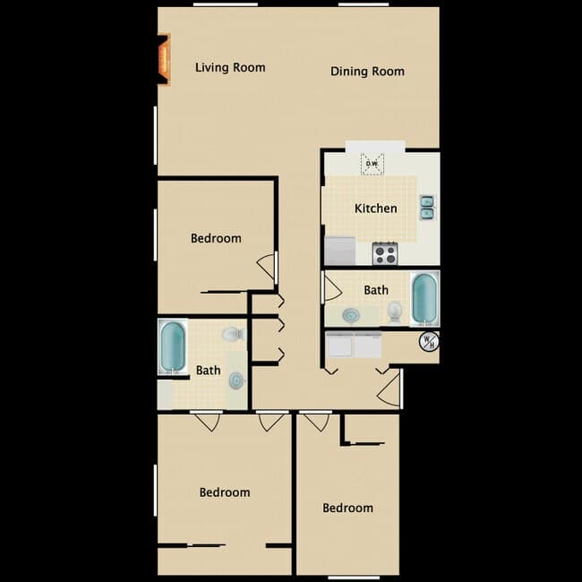 3x2 X floor plan