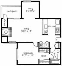 1 Bed 1 Bath with Den L202 floor plan