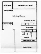 1 Bedroom 1 Bath D304 floor plan