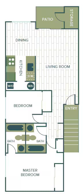 2 Bed, 2 Bath - Full Renovation B101 floor plan