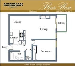 1 Bed/1 Bath-778 301F floor plan