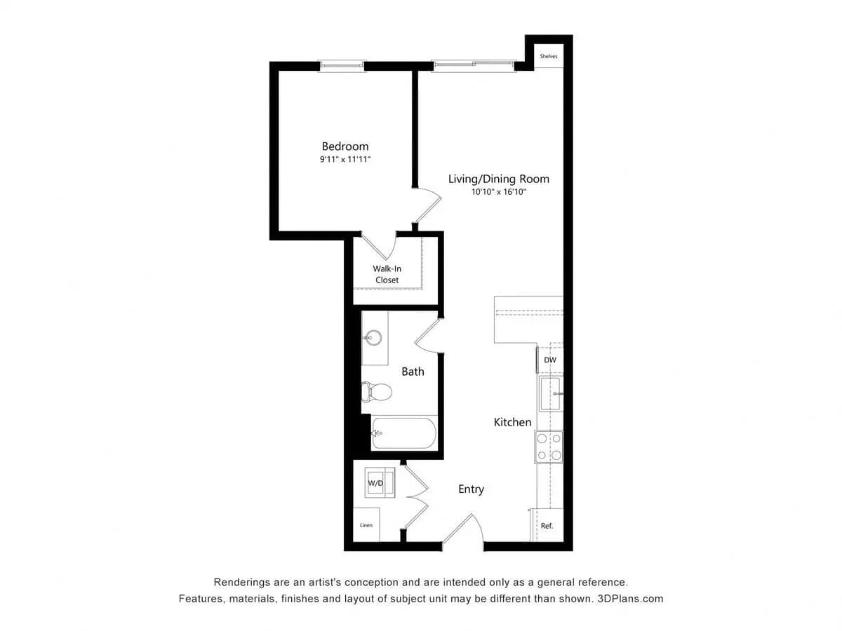 1x1 G MFTE 319 floor plan