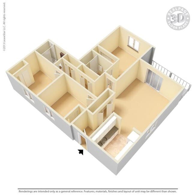 3 Bedroom 2 Bath Affordable F-204 floor plan
