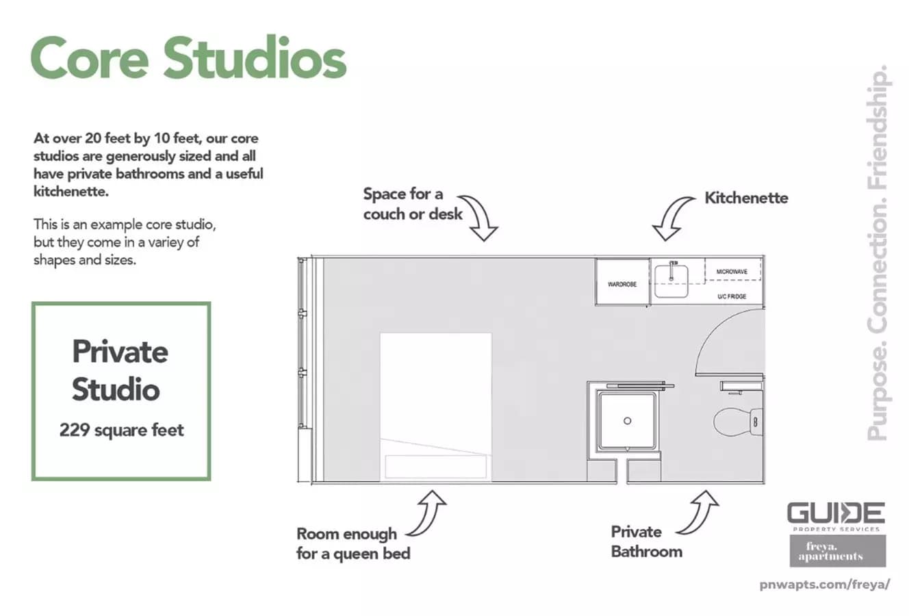 0BR/1BA 216 floor plan
