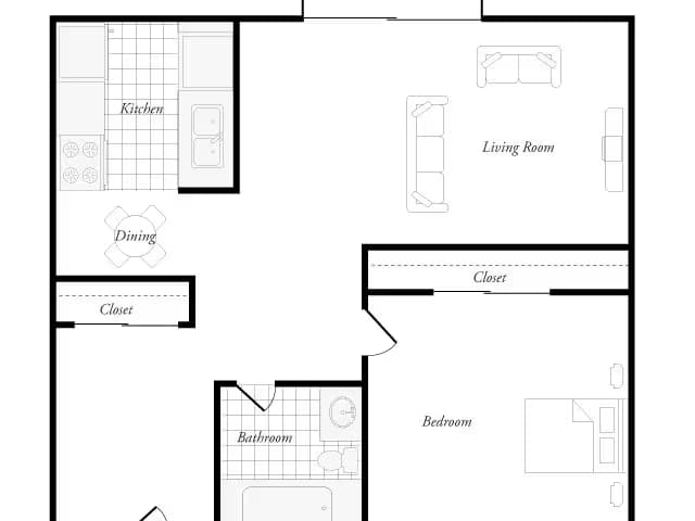 1BR/1BA 2503L floor plan