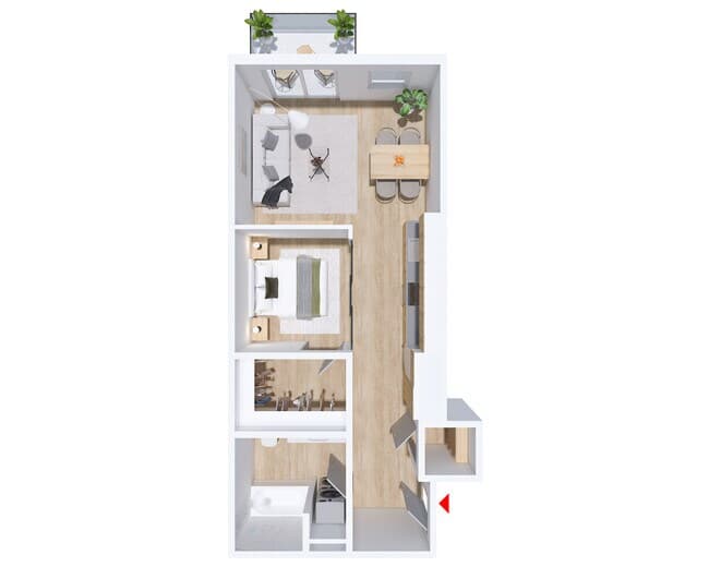 Open 1-Bed D 405 floor plan