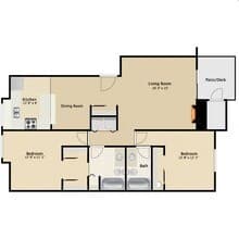 2 Bed 2 Bath B floor plan