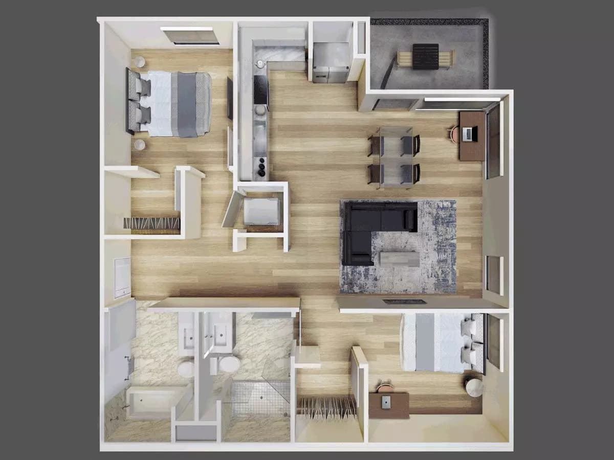 2 Beds • 2 Bath 213 floor plan