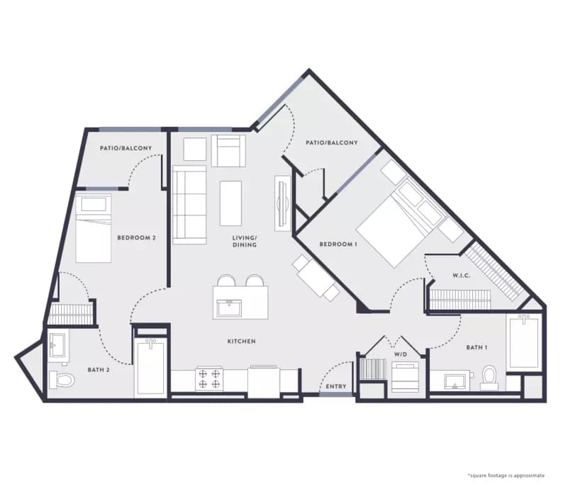 2 Beds • 2 Bath B2 floor plan