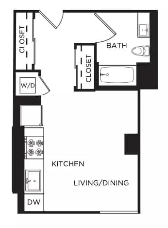 Studio • 1 Bath 1002 floor plan