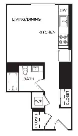 Studio • 1 Bath 619 floor plan