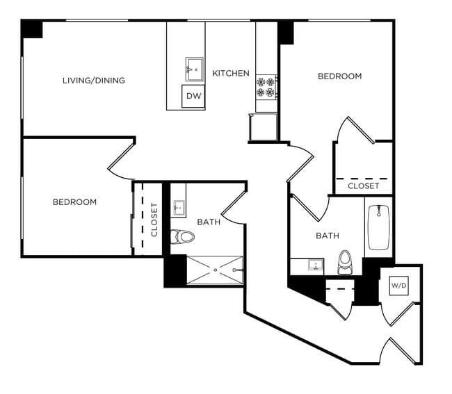 2 Beds • 2 Bath 513 floor plan