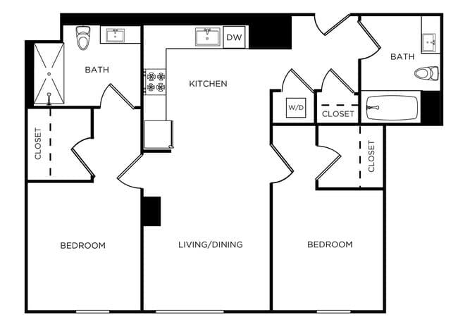 2 Beds • 2 Bath 218 floor plan