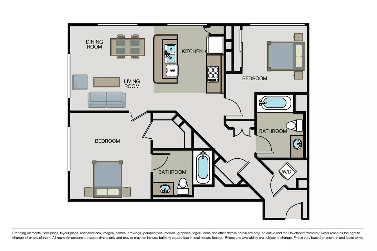 2 Beds • 2 Bath
3D Tour 2-408 floor plan